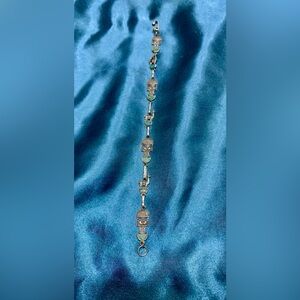 Vintage Silver Peruvian Panel Link Bracelet